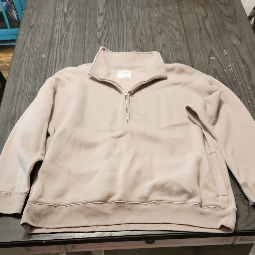 Abercrombie & Fitch Men's Taupe Zip-Up Sweater